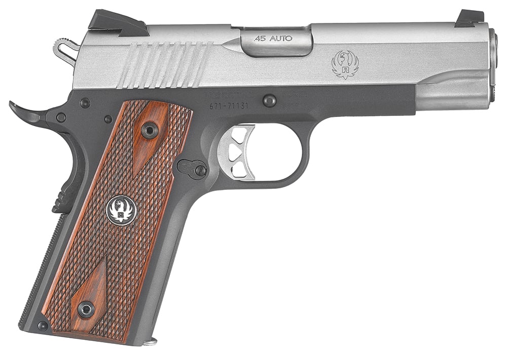 Ruger SR1911 Lightweight Commander Wood/Stainless 45 ACP Pistol - 7+1 Rounds | 4.3" Barrel | Blue/Black