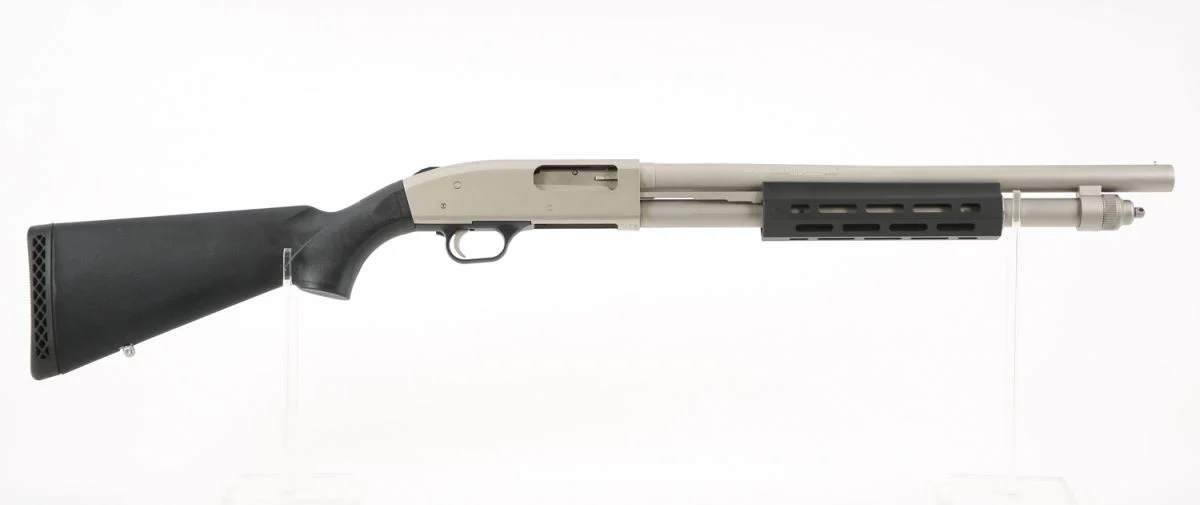 Mossberg & Sons 590A1 M-LOK MARINER 12/18.5 - 7 Rounds | 18.5" Barrel | 3" Chamber | Synthetic Stock | Stainless/Silver
