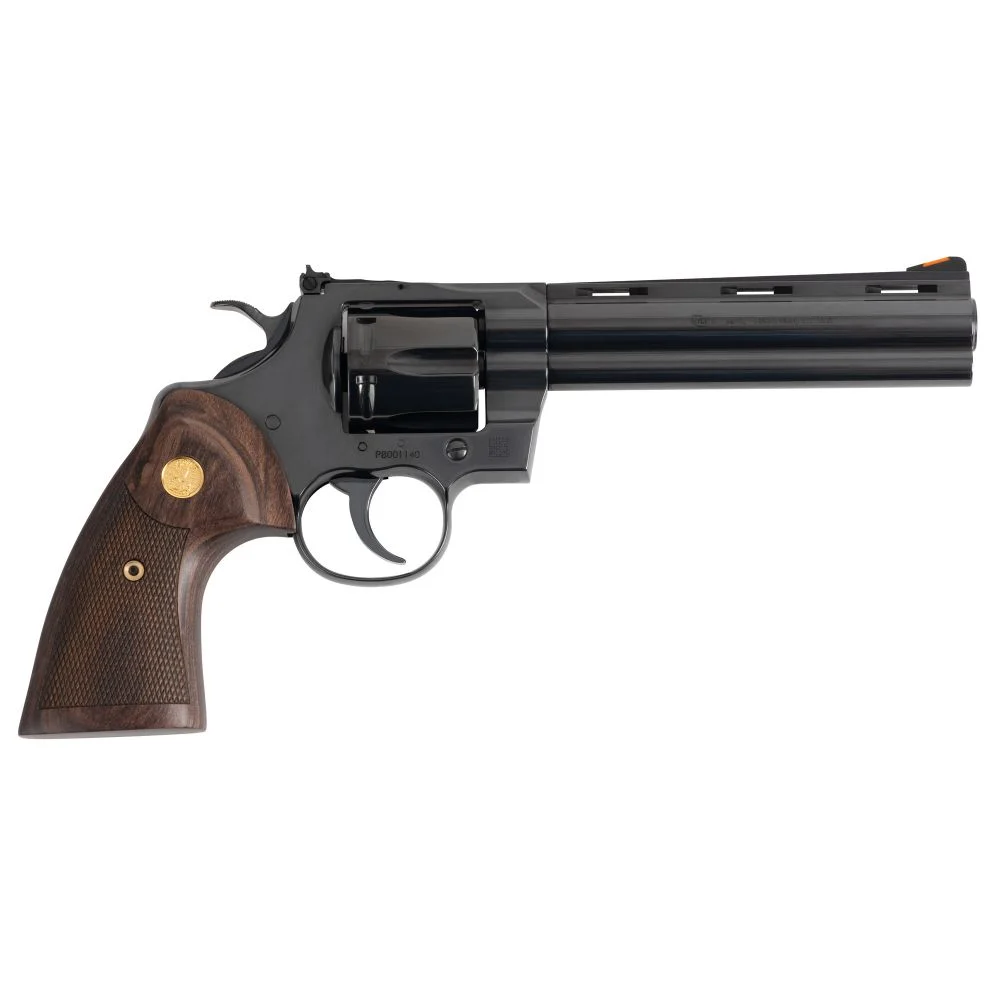 Colt Python .357 Magnum Revolver - 6 Rounds | 6" Barrel | Wood Grips | Blue/Black | Adjustable Sights