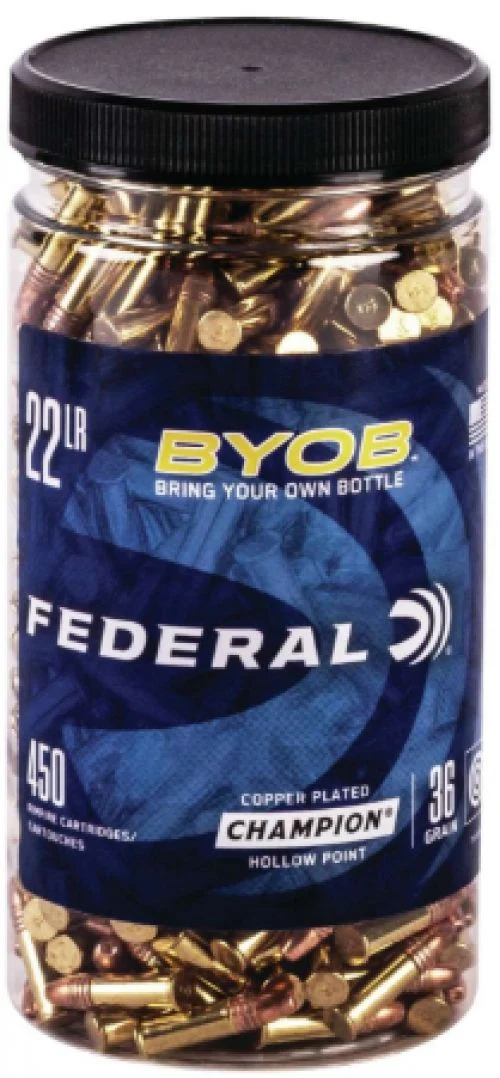 Federal Small Game Target BYOB .22 LR 36 GR Copper-Plated Hollow Point 450ct - Brass Casing