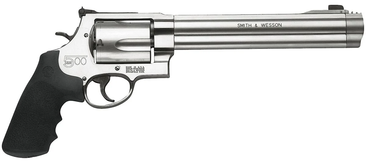 S&W Model 500 .500 S&W Revolver - 5 Rounds | 8.38" Barrel | Polymer Grips | Stainless/Silver | 3-Dot Sights