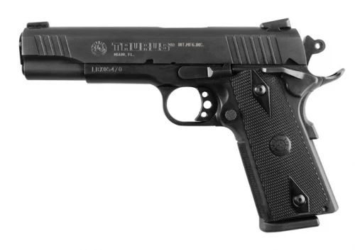 Taurus 1911 .45 ACP, 5" Barrel, Matte Black, 8 Rounds - 8+1 Rounds | 5" Barrel | Polymer Grips | Blue/Black | 3-Dot Sights