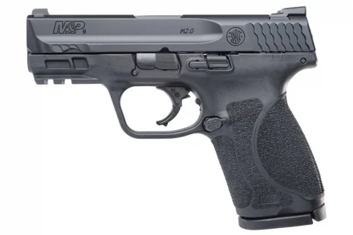 Smith & Wesson M&P 9 M2.0 Compact 9mm, 3.6" Barrel, Black, 10 Rounds - 10+1 Rounds | 3.6" Barrel | Polymer Grips | Blue/Black | 3-Dot Sights
