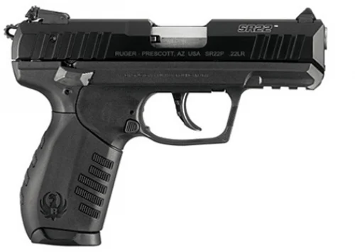 Ruger SR22 Black 22 Long Rifle Pistol - 10+1 Rounds | 3.5" Barrel | Polymer Grips | Blue/Black | 3-Dot Sights