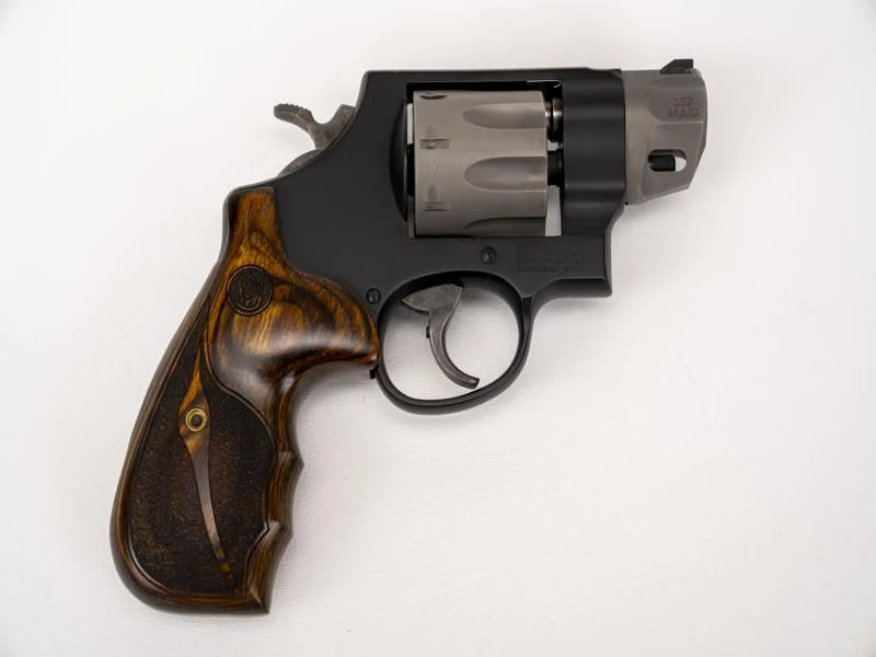 Smith & Wesson Model 327 Performance Center 357 Magnum Revolver, 2" Barrel, 8 Rounds - 8 Rounds | 2" Barrel | Wood Grips | Blue/Black | 3-Dot Sights