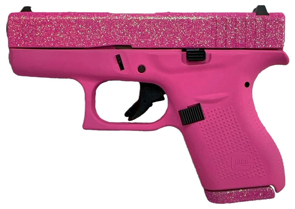 GLOCK 42 .380 ACP 3.25 PIXIE GLITTER GUNZ - 3.25" Barrel | Polymer Grips | Pink | Glock Fixed Rear Sights