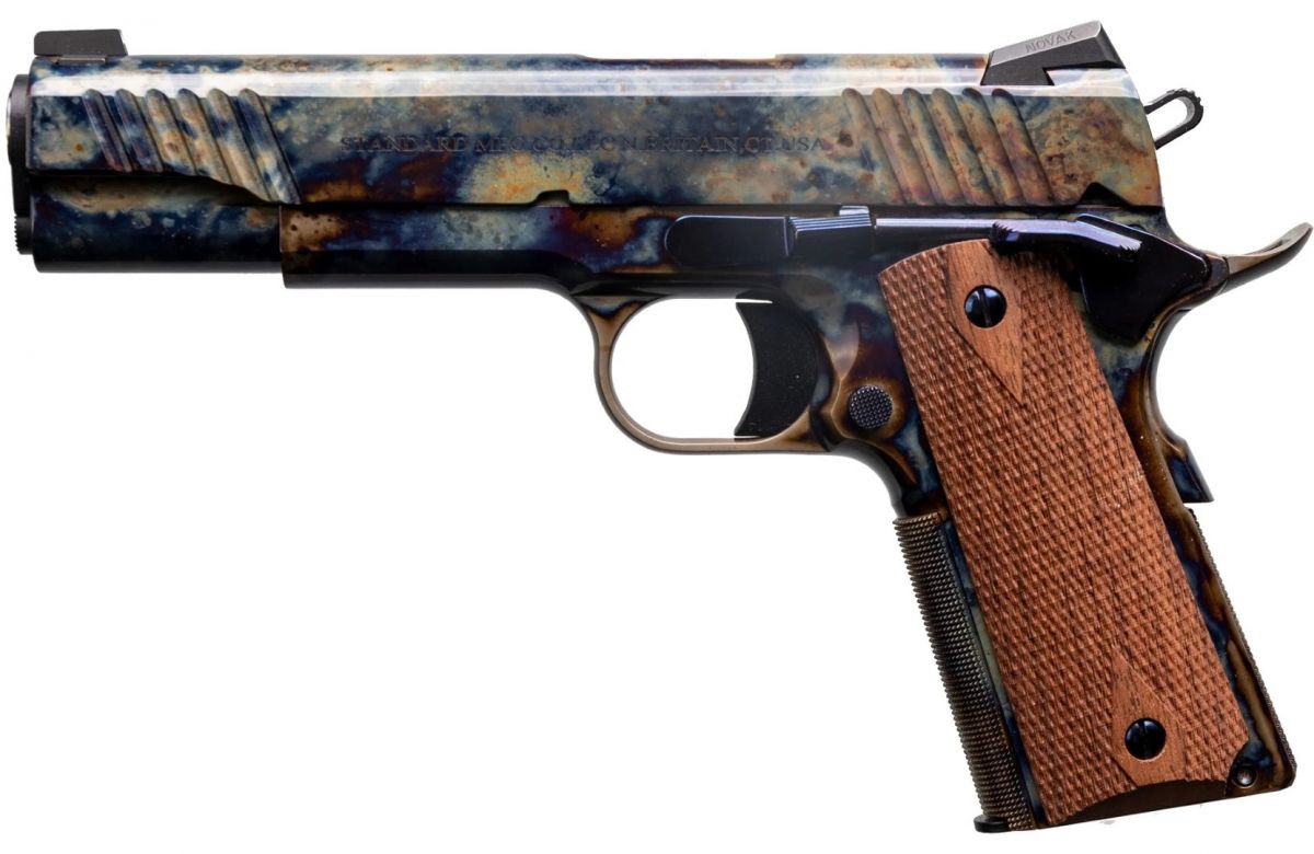 Standard Mfg 1911 .45 ACP Semi Auto Pistol - 7 Rounds | 5" Barrel | Wood Grips | Case Hardened | 3-Dot Sights