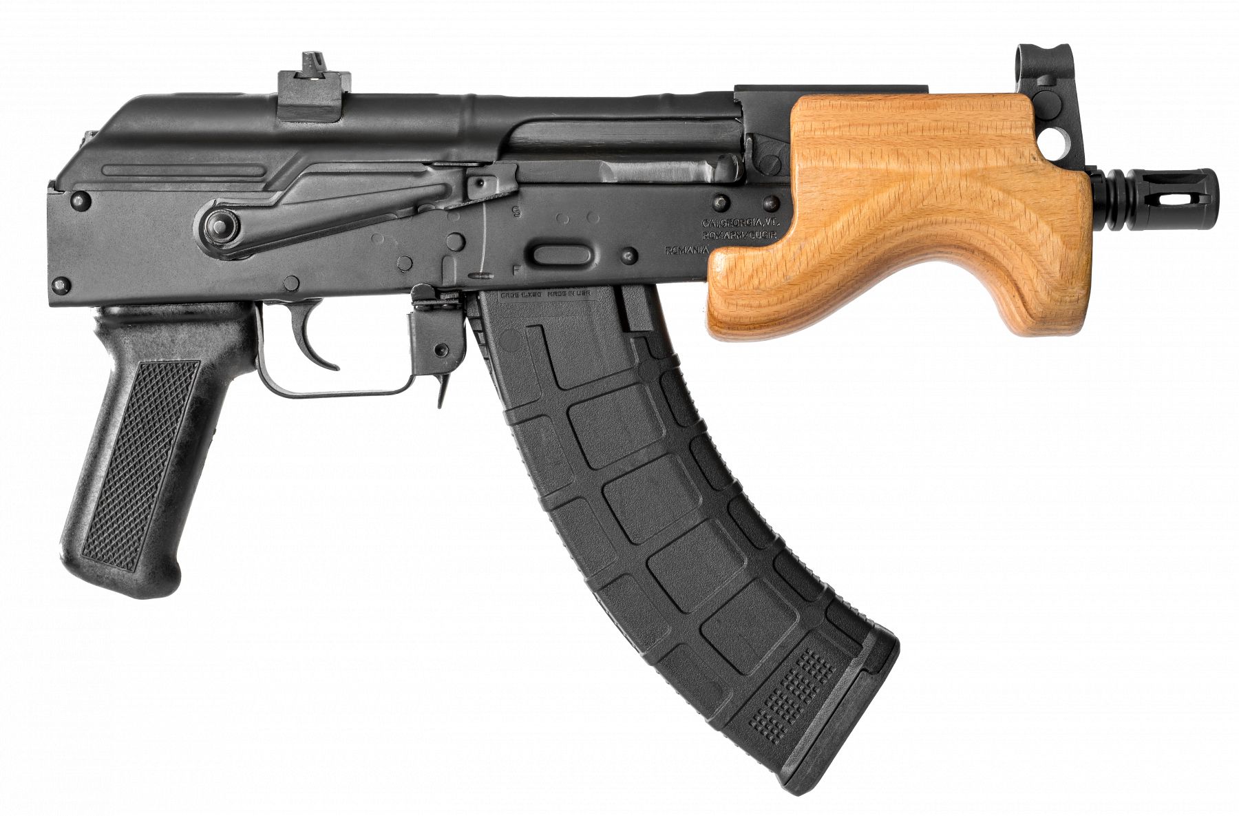 Century International Arms Inc.Micro Draco AK47 Pistol 7.62x39mm 6.25" 30+1 Black - 30+1 Rounds | 6.25" Barrel | Polymer Grips | Blue/Black | 3-Dot Sights
