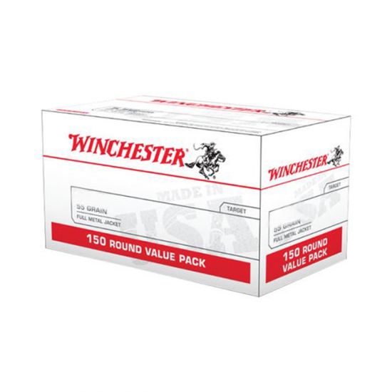 Winchester USA White Box223 Remington Ammo 55gr FMJ150 Round Box - Brass Casing