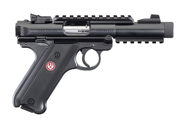 Ruger Mark IV Tactical .22 LR10rd 4.4" Black Aluminum Grip - 10+1 Rounds | 4.4" Barrel | Polymer Grips | Blue/Black | 3-Dot Sights