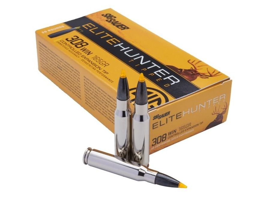 Sig Sauer Elite Hunter Tipped Controlled Expansion Ballistic Tip 308 Winchester Ammo 20 Round Box - Brass Casing