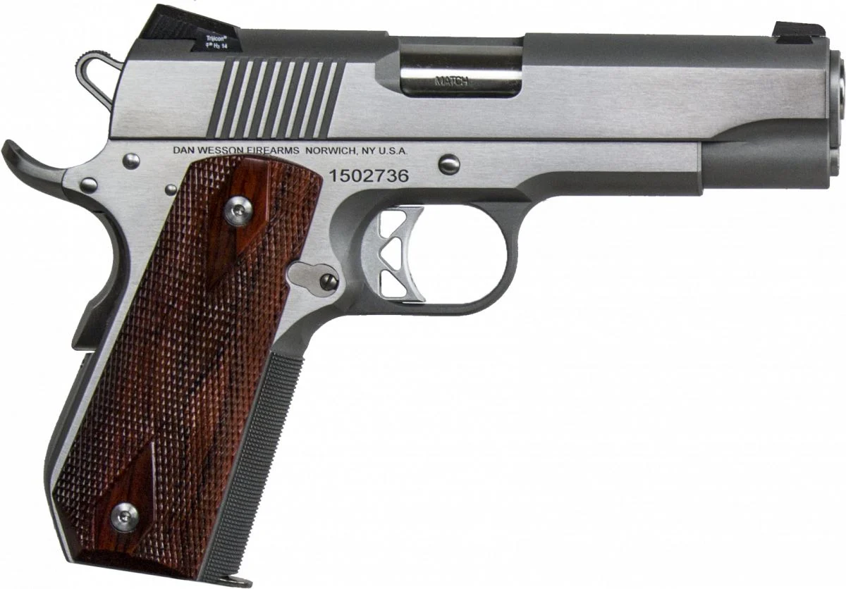 Dan Wesson Commander Classic Bobtail .45 ACP Semi Auto Pistol - 8 Rounds | 4.25" Barrel | Wood Grips | Stainless/Silver | Night Sights