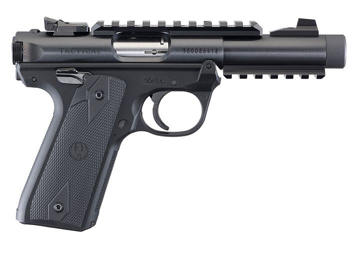 Ruger Mark IV 22/45 Tactical .22LR Semi Auto Pistol - 10+1 Rounds | 4.4" Barrel | Polymer Grips | Blue/Black | 3-Dot Sights