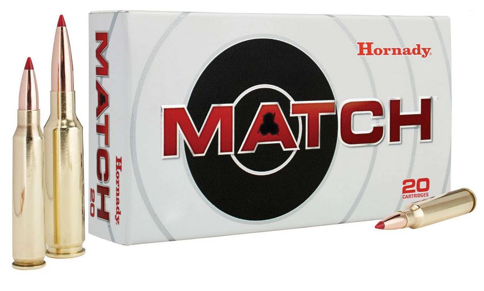 Hornady Match Boat Tail Hollow Point 223 Remington Ammo 20 Round Box - Brass Casing