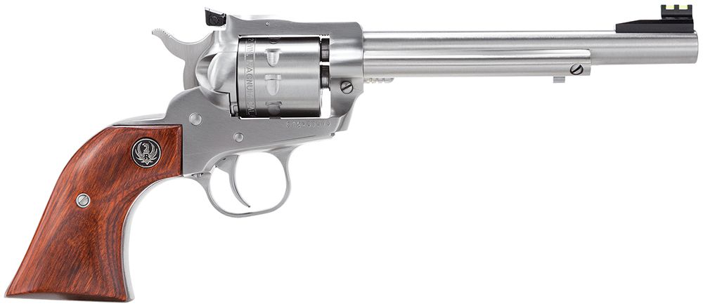 Ruger Single-Nine 22 WMR Revolver - 9 Rounds | 6.5" Barrel | Wood Grips | Stainless/Silver | Night Sights