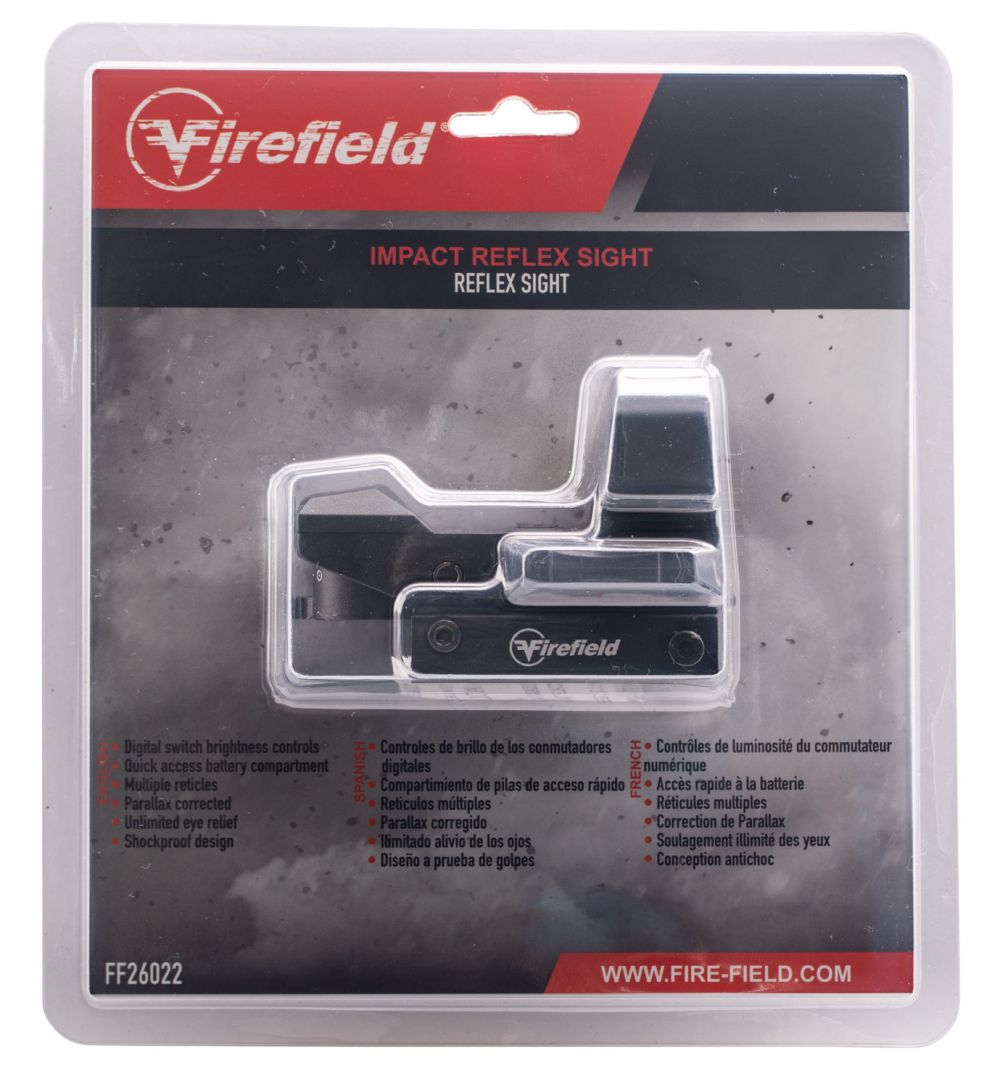 Firefield Impact 1x 33x23mm Illuminated Multi Red Dot Reflex Sight - CR2032 Battery | Unlimited Eye Relief | 1x Fixed Magnification | 3.03" Length